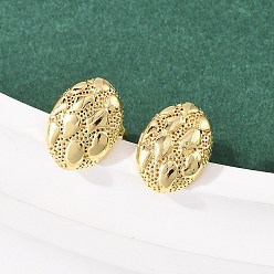 Настоящее золото 18K Овальные серьги-гвоздики из латуни, долговечная тарелка, стойки покрытие, без свинца и без кадмия, реальный 18 k позолоченный, 12x9 мм
