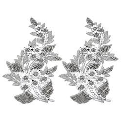 Гейнсборо 2 шт. цветочные нашивки из полиэстеровой органзы, с блесток, украшение воротника своими руками, светло-серые, 330x180x4 мм