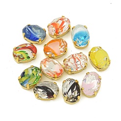 (52) Непрозрачная лаванда Шить на горный хрусталь, многожильные звенья из стекла, хрусталя и стразов, с настройками латуни, аксессуары для одежды, овальные, разноцветные, 14x10x7 мм, отверстие : 1 мм
