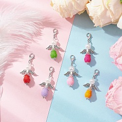 (52) Непрозрачная лаванда Ангел абс пластик искусственный жемчуг и акриловые подвески украшения, Сплав с застежками когтя омара, разноцветные, 45 мм