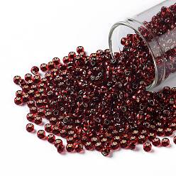 (2153S) Silver Lined Dark Cherry Amber TOHO Round Seed Beads, Japanese Seed Beads, (2153S) Silver Lined Dark Cherry Amber, 8/0, 3mm, Hole: 1mm, about 222pcs/bottle, 10g/bottle