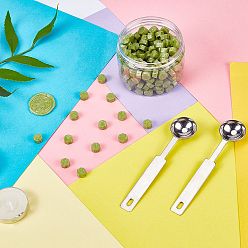 Yellow Green CRASPIRE Sealing Wax Particles Kits for Retro Seal Stamp, with Stainless Steel Spoon, Candle, Plastic Empty Containers, Yellow Green, 307pcs/set