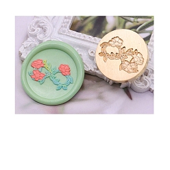 Цветок Круглая золотистая сургучная печать, латунная головка штампа, для приглашений, конверты, подарочная упаковка, цветок, 25 мм