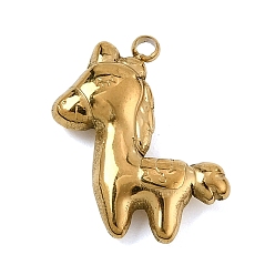 Golden 304 Stainless Steel Pendants, Horse Charms, Golden, 21.5x18x4.5mm, Hole: 1.6mm