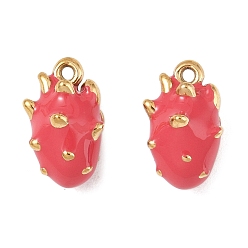 Питайи 304 прелести нержавеющей стали, с эмалью, реальный 14 k позолоченный, питайи, 13.5x8 мм, отверстие : 1.2 мм