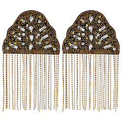 Золотистый 2шт. фетровые эполеты со стразами, значок на плече, аксессуары для одежды, золотые, 200x113x6 мм