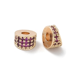 Средний Фиолетовый Латунные микро проложить кубических циркония шарики прокладки, долговечный, золотой свет, колонка, средне фиолетовый, 8x6 мм, отверстие : 2.8 мм