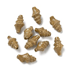 Amarilla Oscura Cuentas de porcelana vintage hechas a mano, fantasía antigua porcelana esmaltada, forma de concha de caracol, vara de oro oscuro, 21x11x10.5 mm, agujero: 1.8 mm