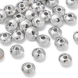 Platinum SHEGRACE Brass Beads, Cadmium Free & Nickel Free & Lead Free, Textured Rondelle, Platinum, 5x5x3mm, Hole: 1.4mm