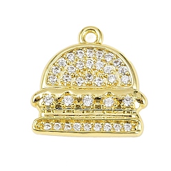Золотой Латунные микропаве прозрачные подвески с фианитом, без кадмия, без никеля и без свинца, дворцовые прелести, золотые, 15.5x15.5x3.5 мм, отверстие : 1.5 мм