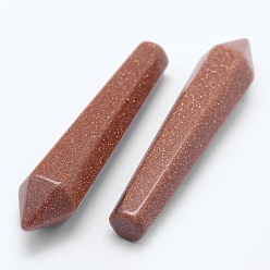 Goldstone Synthetic Goldstone Pointed Beads, Bullet, Undrilled/No Hole Beads, 50.5x10x10mm