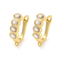 Настоящее золото 18K Покрытие стойки латунь микропаве фианит серьги обручи, без кадмия и без свинца, долговечный, реальный 18 k позолоченный, 17x5 мм, отверстие : 1.2 мм, штифты : 11x1 мм