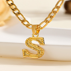 Letter S 304 цепочка с подвеской в виде Фигаро из нержавеющей стали, золотые, Письмо с, 17.72 дюйм (45 см)