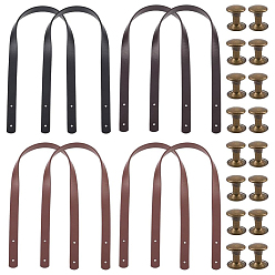 Gemischte Farbe 8 Taschen 3 Farben PU-Leder Taschengriffe, Mit eisernen Nieten, für geldbeutelgriffe taschenherstellung supplie, Gemischte Farbe, 60x1.85x0.35 cm, Bohrung: 3 mm