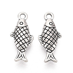Античное Серебро Сплавочные подвески тибетского стиля, рыбы прелести, античное серебро, 20x8.5x2.8 мм, отверстие : 1.6 мм, Около 1111 шт / 1000 г