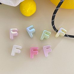 Letter F Cuentas acrílicas con letras y baño UV, abalorios de grande agujero, jalea de imitación, iridiscente, letra f, 19.8~21x8.7~20.5x13.6~13.8 mm, agujero: 6.3 mm