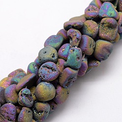 Разноцветный Гальванические природный кварц бисер пряди, самородки, красочный, 10~13x10~12x6~10 мм, отверстие : 1 мм, около 35~36 шт / нитка, 14.96 дюйм