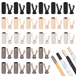 (52) Непрозрачная лаванда 32 наборы 4 цвета сплава шнурки протекторы наконечники, концы шнура с металлическими аксельбантами, разноцветные, 15.5x6 мм, внутренний диаметр: 5.5 мм, 8 наборы / цвет