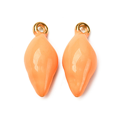 Золотистый 304 нержавеющей стальной эмали подвески, ионное покрытие, в форме раковины, золотые, золотые, 16x7x6 мм, отверстие : 1.2 мм