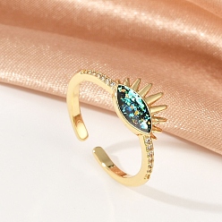 Разноцветный Открытые манжеты из латуни с микро-паве и цирконием для женщин, без кадмия и без свинца, с синтетическим опалом, реальный 18 k позолоченный, красочный, 9 мм, внутренний диаметр: регулируемый