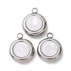 Плоский Круглый 304 подвески из нержавеющей стали смолы, плоско-круглые, 14.5x11.5x4.5 мм, отверстие : 2 мм
