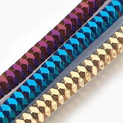 (52) Непрозрачная лаванда Гальваническая немагнитная синтетическая гематитовая нить, Heishi бусы, Плоский круглый / диск, граненые, разноцветные, 4x2 мм, отверстие : 0.7 мм, около 186 шт / нитка, 15.55 дюйм (39.5 см)
