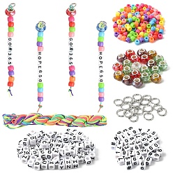 (52) Непрозрачная лаванда Наборы для изготовления украшений из подвесок своими руками, в том числе пластиковые бусины, стеклянные шампала бусины, Акриловые бусины, Нейлоновая нить, 304 из нержавеющей стали открыты кольца прыжок, разноцветные