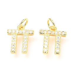 Letter P Messing Mikro ebnen Zirkonia Charme, mit Ringe springen, cadmiumfrei und bleifrei, griechisches Alphabet, echt 18 k vergoldet, letter.p, 12x10.5x1.7 mm, Sprungring: 4.9x0.85 mm, Bohrung: 3.2 mm