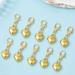 Золотой Литые украшения подвесные, с цинковым сплавом застежками омаров коготь, сердце, золотые, 25.5 мм, 10 шт / комплект