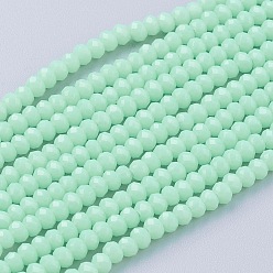 Аквамарин Стеклянные бусины, имитация нефрита , граненые, рондель, аквамарин, 2.9~3.3x2~2.5 мм, отверстие : 0.5 мм, около 158~162 шт / нитка, 13.1~13.8" (33.4~35 см)