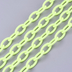 Шампанско-Желтый Непрозрачные акриловые кабельные цепи, лошадиный глаз , шампанское желтый, 13x8x2 мм, 18.5 дюйм ~ 19.29 дюйм (47~49 см) / нить