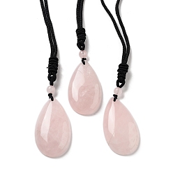 Розовый Кварц Ожерелье-подвеска из натурального розового кварца с нейлоновым шнуром для женщин, слеза, 27.76~27.95 дюйм (70.5~71 см)