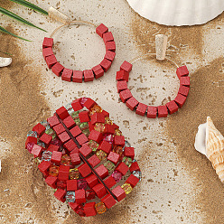 (123L) Белый крем непрозрачный блеск Многослойные браслеты и серьги в стиле бохо из сплава смолы и дерева для женщин, кубические, огнеупорный кирпич, 70 мм