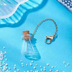 Cone Пустая стеклянная бутылка желаний подвеска украшения, латунная цепь и застежки-клешни лобстера подвески подвески украшения, конус, 100 мм