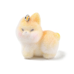 Собака Кулоны из флокированной смолы, с железной платиной петлей, собака, 24.5x26x16 мм, отверстие : 2 мм