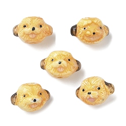Золотистый Фарфоровые бусины ручной работы, яркие глазированный фарфор, собака, золотые, 12.5x18.5x13.5 мм, отверстие : 2 мм