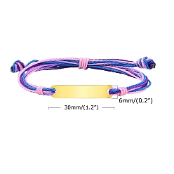 Бледно-Розовый Регулируемые браслеты из нержавеющей стали с ID-звеньями, со шнуром для женщин, розовый жемчуг, 5-1/8~9-1/8 дюйм (13~23 см)