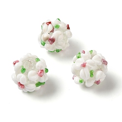 Белый Бусины лэмпворк , цветок, белые, 11~13 мм, отверстие : 1.2 мм