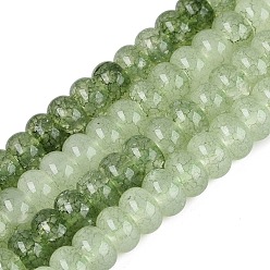 Dark Sea Green Imitation Jade Crackle Glass Beads Strands, Rondelle, Dark Sea Green, 8x5mm, Hole: 1~1.6mm, about 70~79pcs/strand, 13.19~15.35 inch(33.5~39cm)