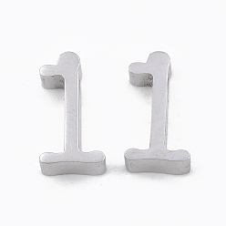 Letter I Устойчивые к потускнению 304 подвески из нержавеющей стали, цвет нержавеющей стали, буквы, letter.i, 13x7x3 мм, отверстие : 1.8 мм