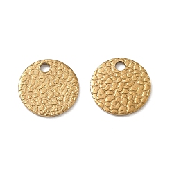 Golden 304 Stainless Steel Chain Extender Drop, Textured Flat Round, Ion Plating(IP), Golden, 10x1mm, Hole: 1.6mm