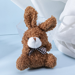 Sienna Cute Plush PP Cotton Rabbit Doll Pendant Decorations, with Alloy Findings, for Keychain Bag Hanging Decoration, Sienna, 10~11cm