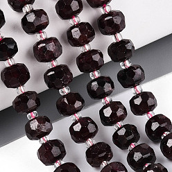 Гранат Гранат природный бисер нитей, с бисером, граненые, рондель, 7~8.5x5~7 мм, отверстие : 1 мм, около 44~56 шт / нитка, 14.96~15.55 дюйм (38~39.5 см)