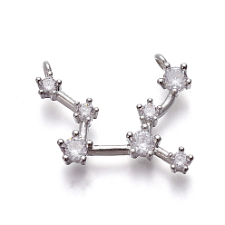 Дева Латунные микро проложить кубического циркония подвески, двенадцать созвездий, платина, Дева, 16~19x22~25x3~3.5 мм, отверстие : 1.5 мм