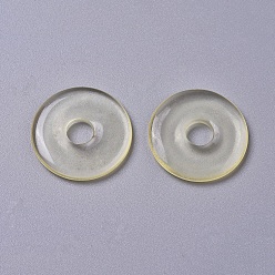 Светло-желтый Стеклянные подвески, пончик / пи-диск, светло-желтый, ширина пончика: 11~11.5 мм, 30~31x3.5~4 мм, отверстие : 8 мм