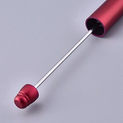Dark Red Plastic Beadable Pens, Shaft Black Ink Ballpoint Pen, for DIY Pen Decoration, Dark Red, 144x12mm, The Middle Pole: 2mm