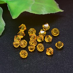 Orange Faceted Imitation Austrian Crystal Bead Strands, Grade AAA, Bicone, Orange, 6x6mm, Hole: 0.7~0.9mm, about 360pcs/bag