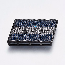 Черный Цвет Металла Латунные микро проложить кубического циркония подвески, многожильных ссылки, прямоугольные, флаг Гондураса, красочный, металлический черный , 16.5x32~32.5x4 мм, отверстие : 1x7 мм