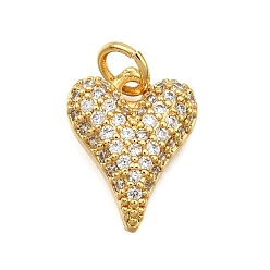 Настоящее золото 18K Латунные микро проложить кубического циркония подвески, сердце, стойки покрытие, долговечный, без свинца и без кадмия, с целью перехода в кольце, реальный 18 k позолоченный, 14x11x3 мм, отверстие : 3.4 мм