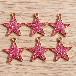 Камелия Подвески из блестящего сплава с эмалью, золотой свет, звезда очарование, камелия, 18x16 мм, 10 шт / комплект